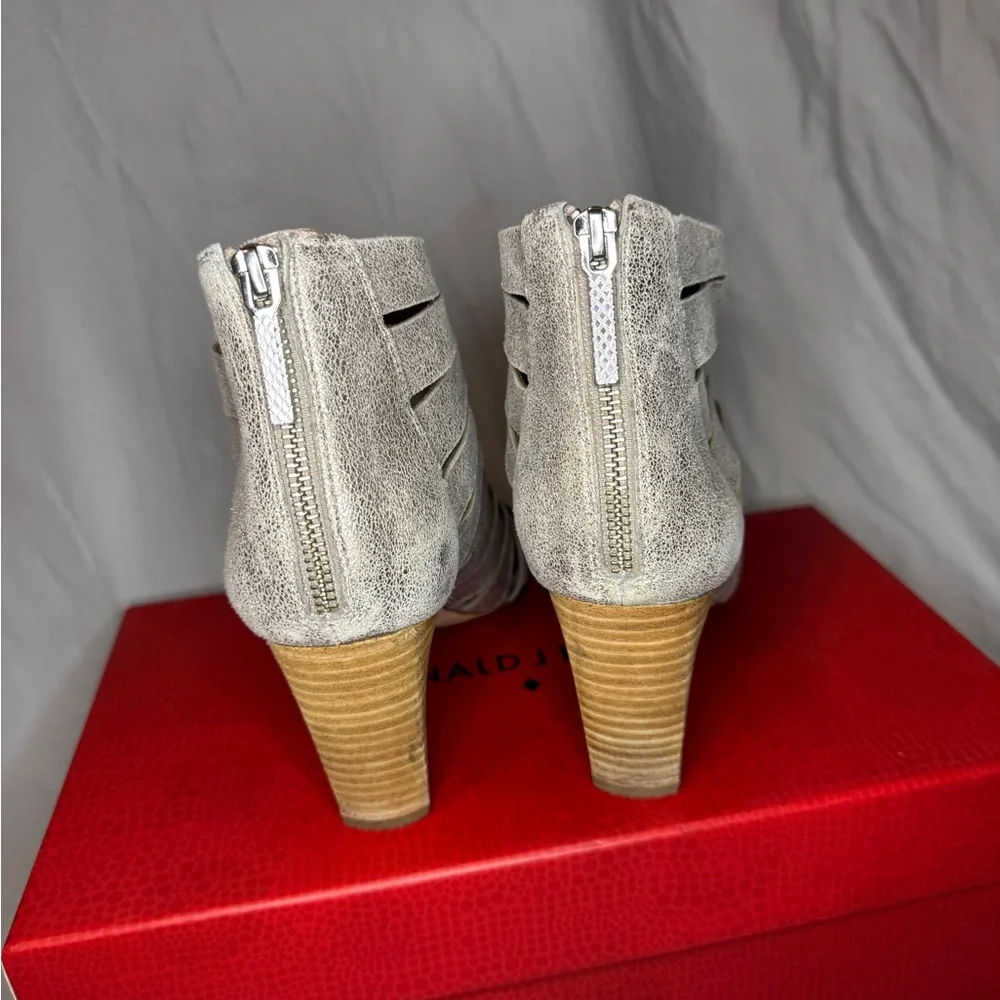 Donald J Pliner Greece-QA metallic suede cutout booties in Poppy Blush